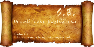 Orszáczki Boglárka névjegykártya
